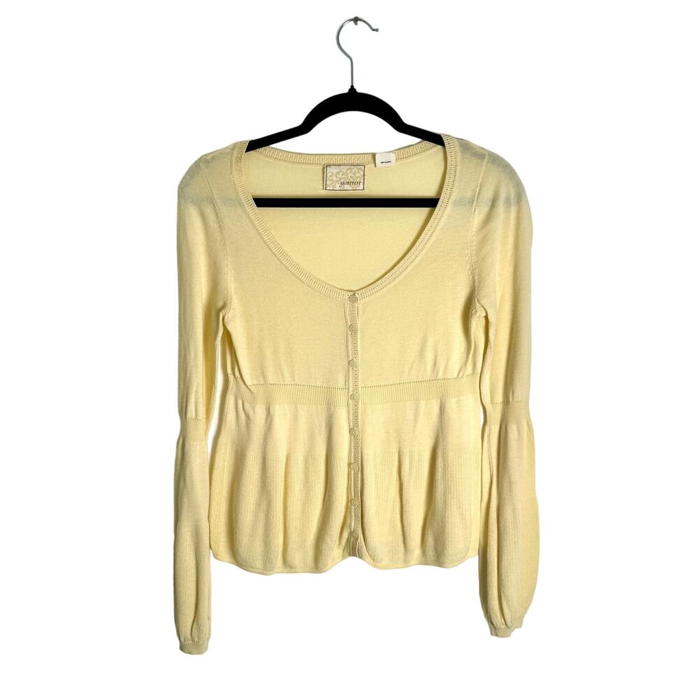 Anthropologie Guinevere Sweater Women Butter Yellow Small Cotton Viscose Classic